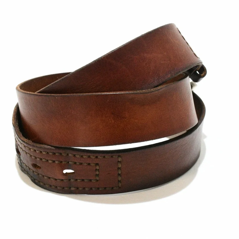 VTG Fossil Leather Dress Belt Mens 40 Brown Antique Silver Buckle MB5154B200